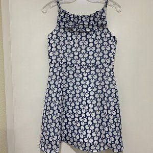 Florence Eiseman Size 6 Navy Blue and White Dress